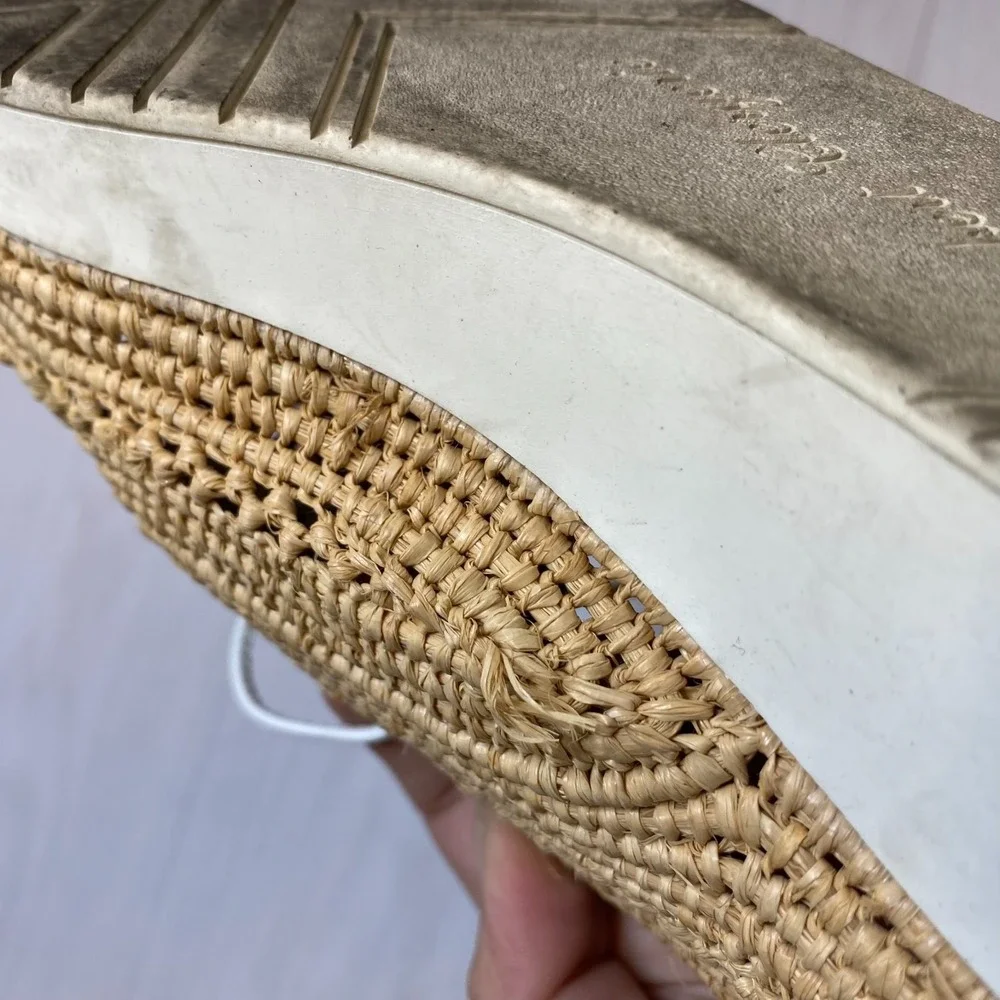 Robert Clergerie Wedge‎ Platform Shoes Womens 6 Beige Lisa Woven Natural Raffia